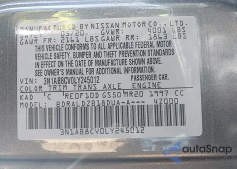 2020 Nissan Sentra Sv Xtronic Cvt from USA, damaged, VIN 3N1AB8CV0LY245012